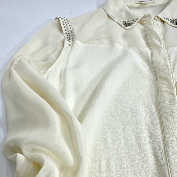 Silence+noise spike collar sheer cream blouse size M - Picture 7 of 9